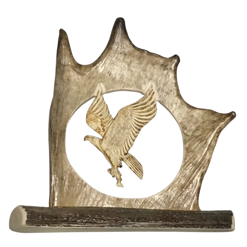 Vintage Genuine Handcarved Moose Antler Eagle Carving